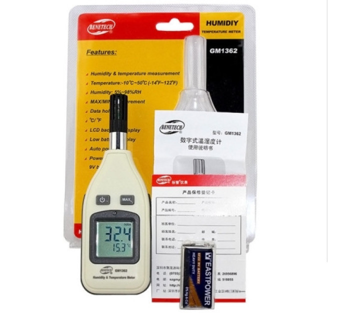 Термогигрометр 0-100%, -30-70°C BENETECH GM1362