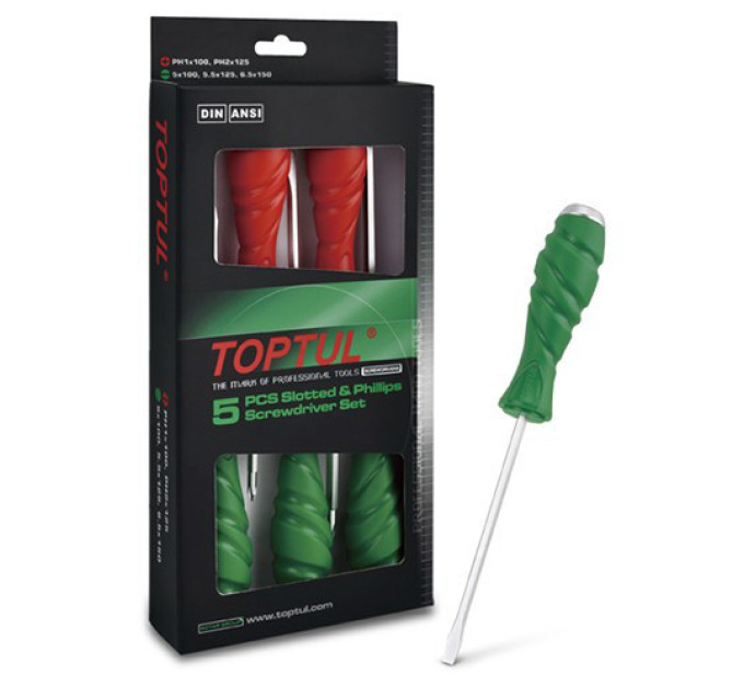 Набір ударних викруток SUPER GRIP TOPTUL 5 од. GAAE0509