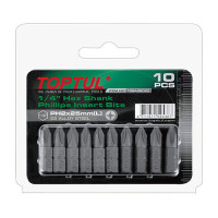 Набір насадок викруткових 1/4" TOPTUL L25мм PH2 10од. FSBA0802G