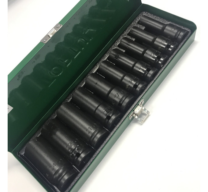 Набор длинных торцевых головок ударных TOPTUL 1/2" 10-24мм 10ед. GDAD1002