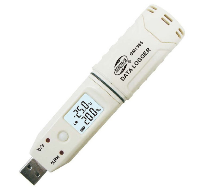 Регистратор влажности и температуры (даталоггер) USB, 0-100%, -30-80°C BENETECH GM1365