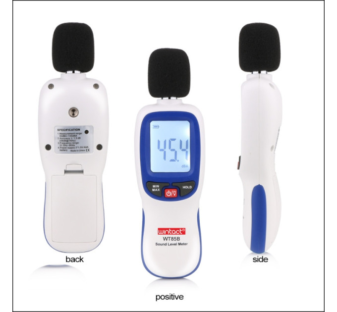 Измеритель шума (шумомер) Bluetooth 30-130 дБ WINTACT WT85B
