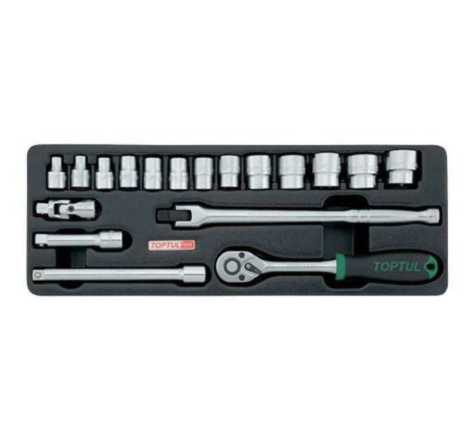 Набор головок с трещоткой в ложементе 3/8" TOPTUL GCAT1808