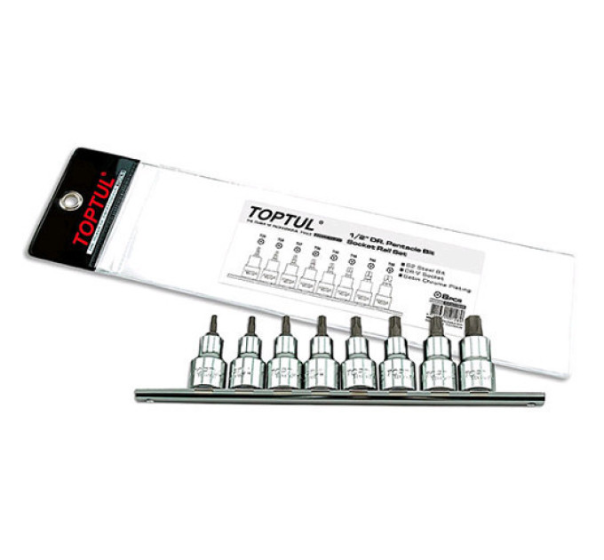 Набір головки з насадкою п'ятигранні з отвором TOPTUL 1/2" TORX T20-T55 8од. GAAG0806