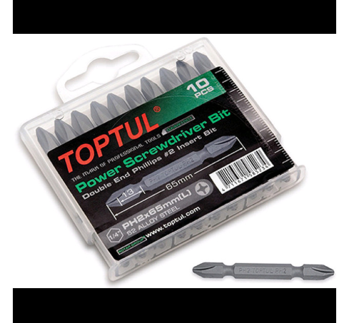 Набір біт двосторонніх TOPTUL 1/4" PH2х65мм 10шт. GAAW1001