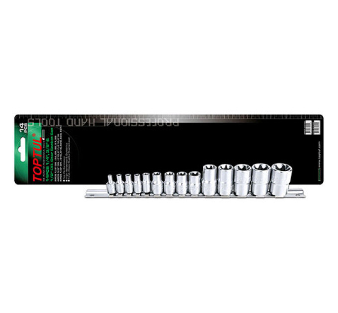 Набор головок TORX на планке TOPTUL 1/4"-1/2" E4-E24 14ед. GAAR1402