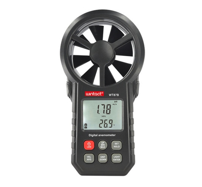 Анемометр крыльчатый USB, Bluetooth 0,3-30м/с, -10-45°C WINTACT WT87B