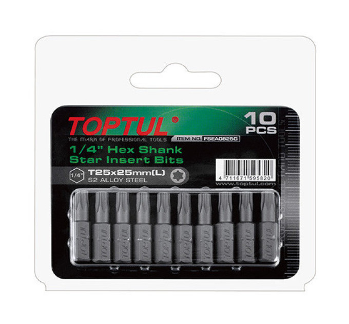 Набор насадок отверточных 1/4" TOPTUL L25мм T40 10ед. FSEA0840G