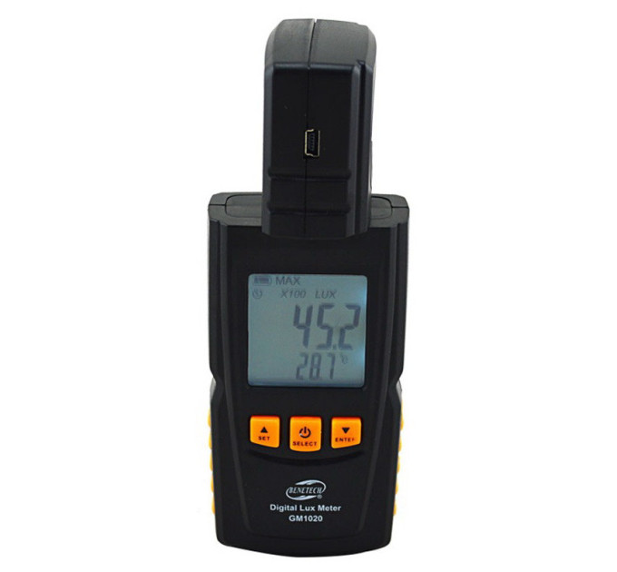 Измеритель освещенности люксметр + термометр, USB 200000 Lux BENETECH GM1020
