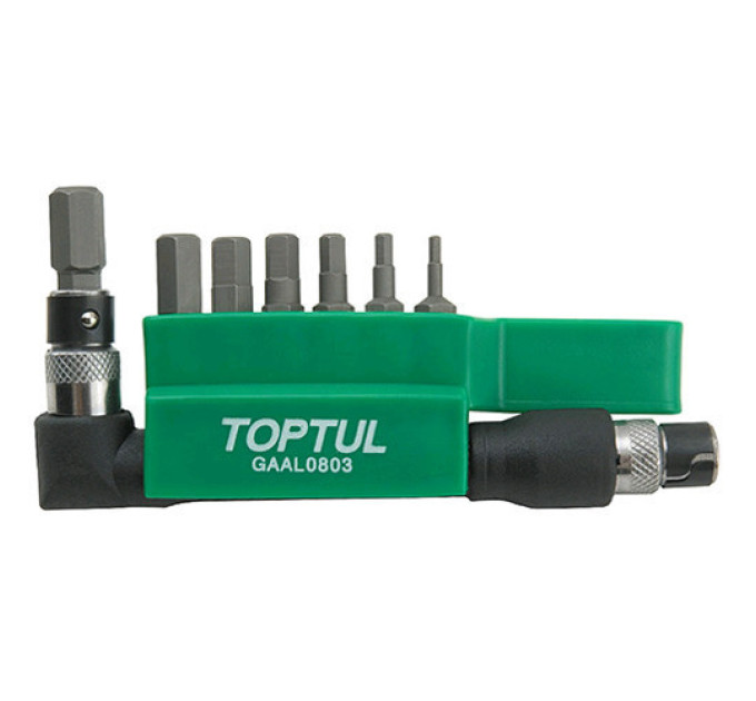 Набор бит + Г-обр. переходник TOPTUL 1/4" HEX 2-8мм 8ед. GAAL0803