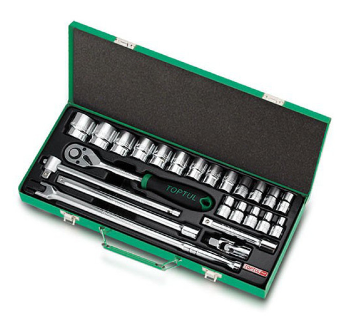 Набор инструмента головки с трещоткой TOPTUL 1/2" 24ед. (6-гр.) GCAD2401