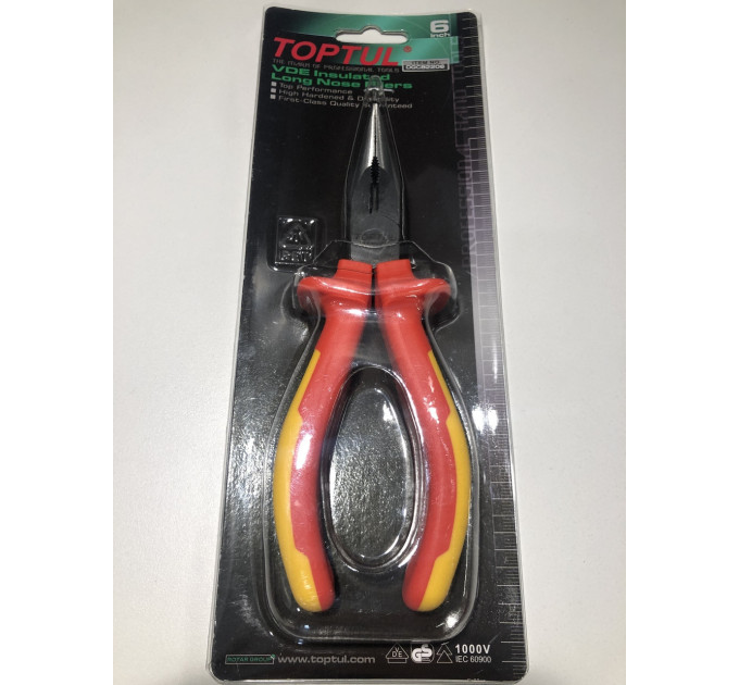 Плоскогубцы диэлектрические удлиненные 6" 1000V VDE TOPTUL DGCB2206