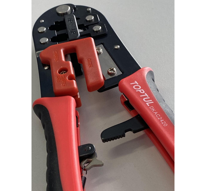 Клещи для обжима и зачистки проводов (RJ11/RJ12/RJ45) трещоточные TOPTUL DKAC2420