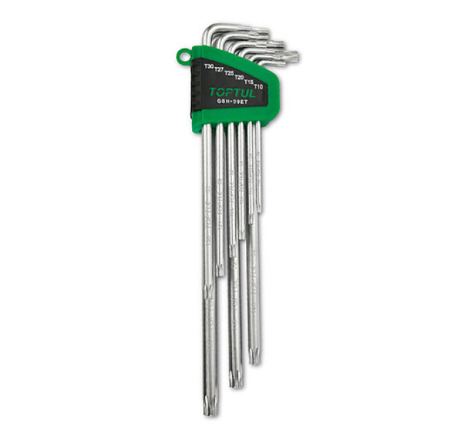 Набір ключів Г-обр. TORX T10-T50 9од. супердовгих з отвором (GAAL0919) TOPTUL GSN-09ET