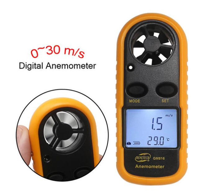 Цифровой анемометр 0,1-30м/с, -10-45°C BENETECH GM816