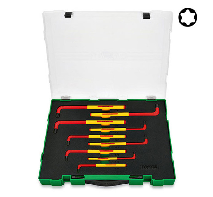 Набор ключей TORX диэлектрических VDE 9 ед. T10-T50 TOPTUL GZC0911