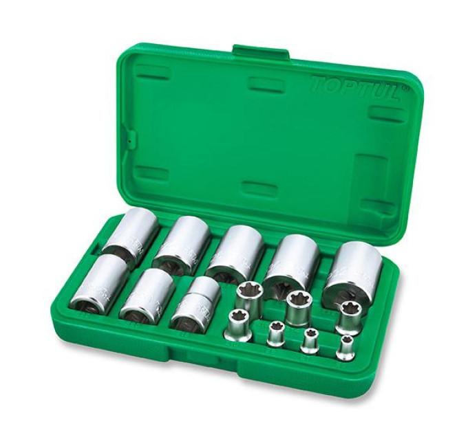 Набор головок Torx Plus EP 1/4", 3/8", 1/2" EP6-EP32 15ед. TOPTUL GAAI1501