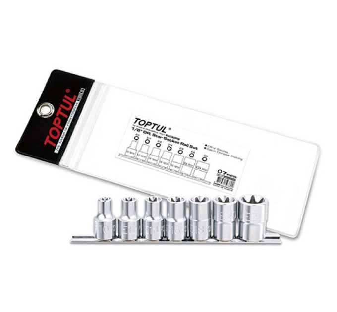 Набор головок TORX на планке TOPTUL 1/2" E10-E24 7ед. GAAG0704