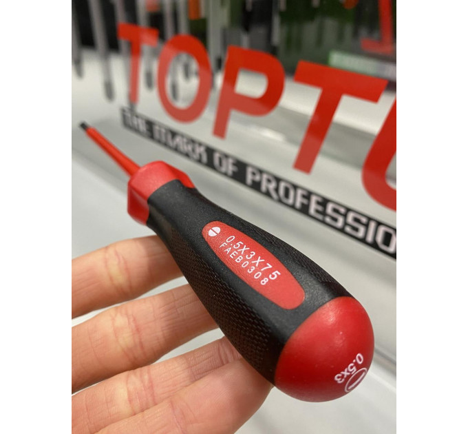 Отвертка диэлектрическая шлицевая TOPTUL 3x75 мм (1000V) FAEB0308