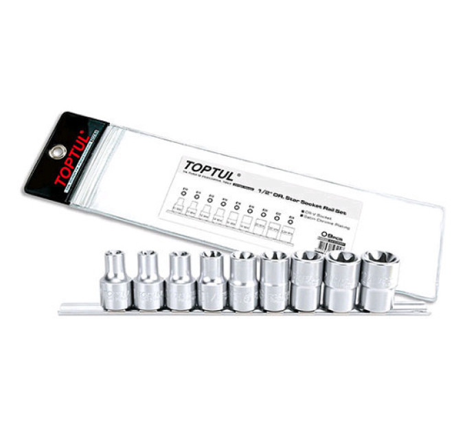 Набор головок TORX на планке TOPTUL 1/2" E10-E24 9ед. GAAG0901