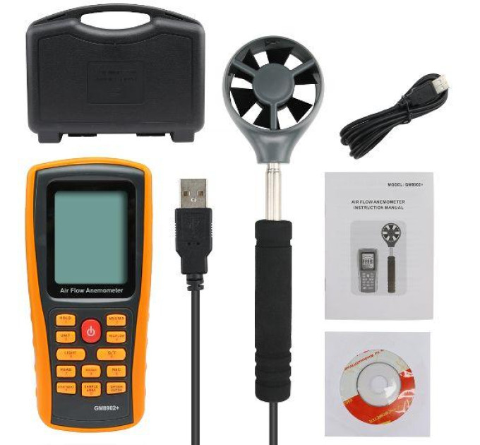 Анемометр профессиональный USB 0,3-45м/с, 0-45°C BENETECH GM8902X