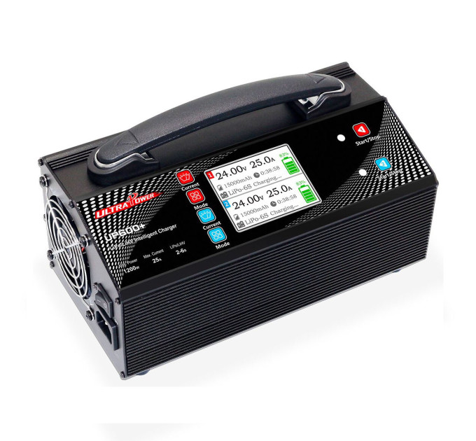 Зарядное устройство 2-канальное 24В 25А 2-6S LiPo/LiHV 1200Вт 220В (UP600+) ULTRA POWER PROTESTER UP600PLUS