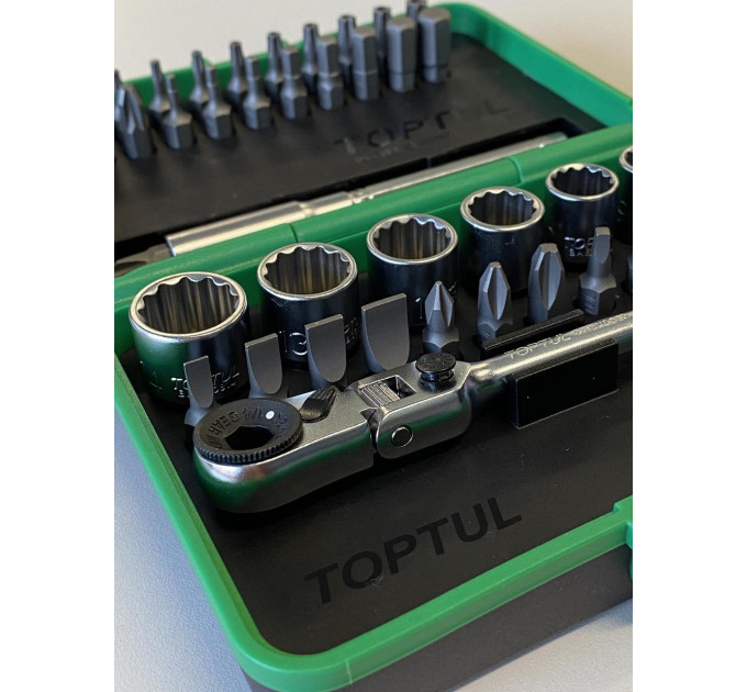 Набор бит и головок с трещоткой TOPTUL 1/4" 41ед. (12-гр.) GADW4502