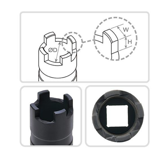 Головка 1/2" для клапана дизельной форсунки MAN, Mercedes-Benz, Scania TOPTUL JDEF1629