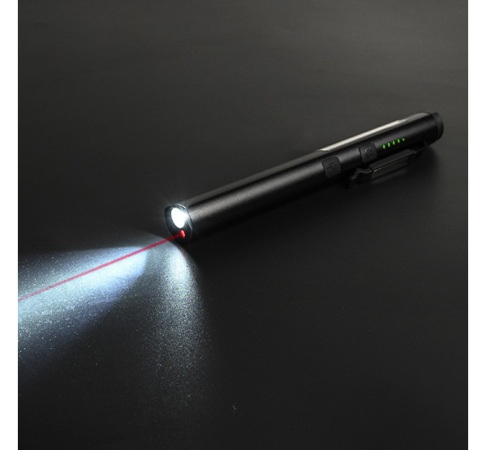 Фонарик светодиодный алюминиевый (COB+LED) с УФ, лазером и магнитом Pen Light PROTESTER PRO-FL0305S