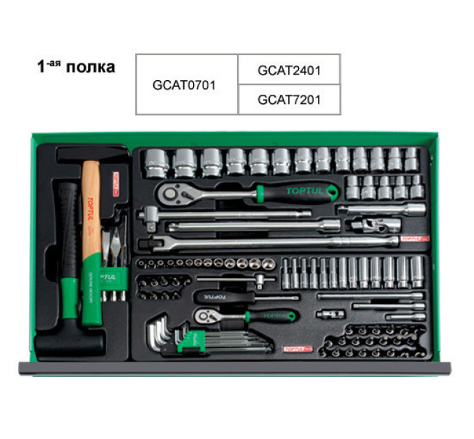 Скринька для СТО з інструментом TOPTUL (Pro-Line) 3 секції 157 од. GCAZ0011
