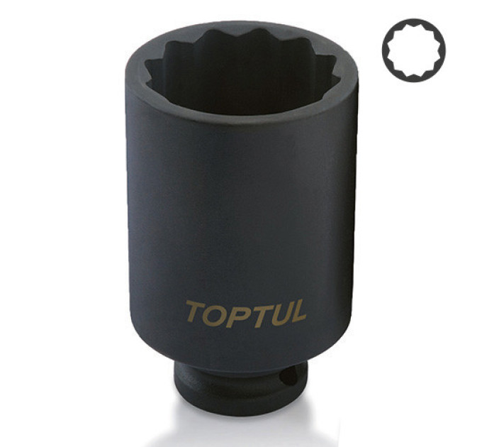 Головка торцева ударна довга 1/2" 30мм 12-гранна TOPTUL KABJ1630