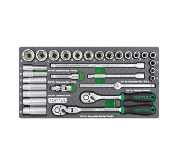 Трещотки и головки в ложементе 3/8" 30ед. TOPTUL GEA3005