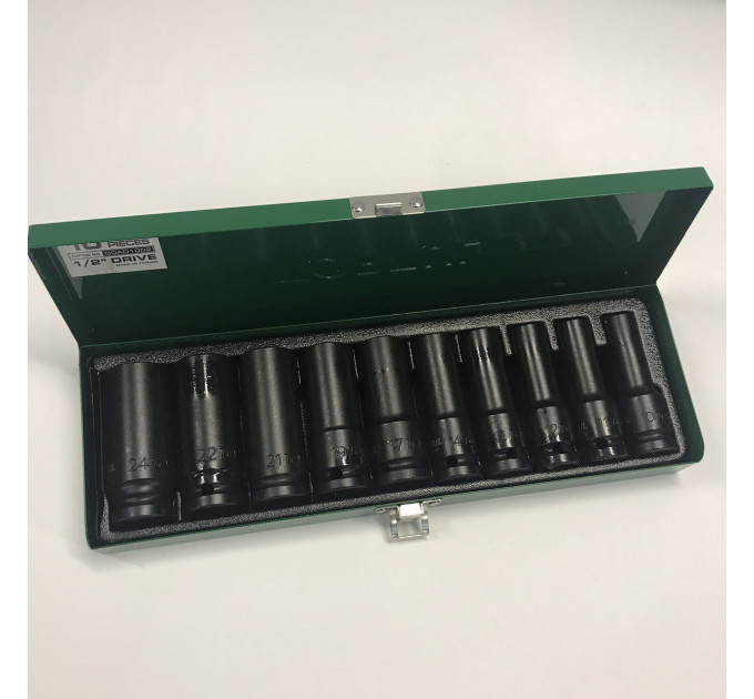 Набор длинных торцевых головок ударных TOPTUL 1/2" 10-24мм 10ед. GDAD1002