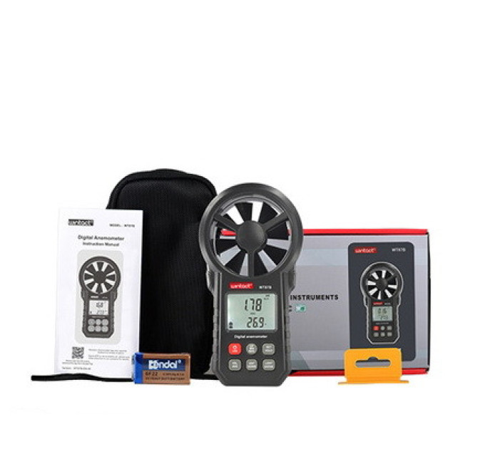 Анемометр крыльчатый USB, Bluetooth 0,3-30м/с, -10-45°C WINTACT WT87B