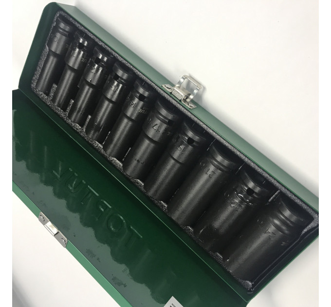 Набор длинных торцевых головок ударных TOPTUL 1/2" 10-24мм 10ед. GDAD1002