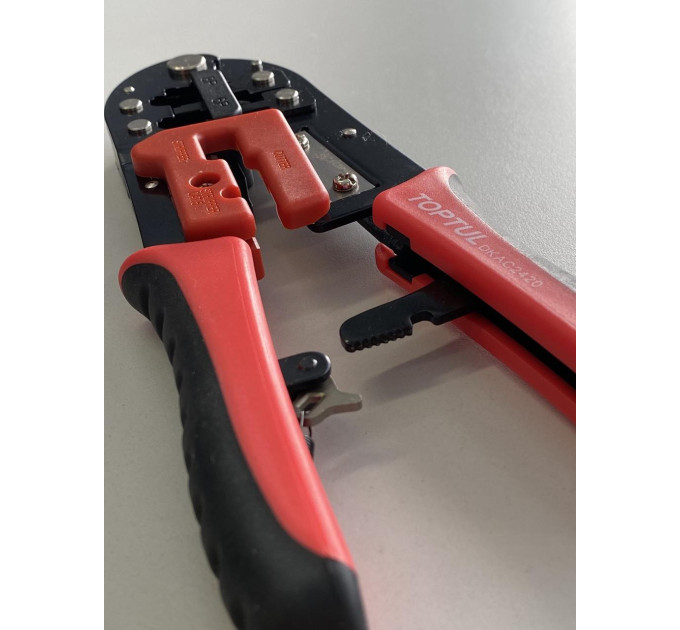 Клещи для обжима и зачистки проводов (RJ11/RJ12/RJ45) трещоточные TOPTUL DKAC2420